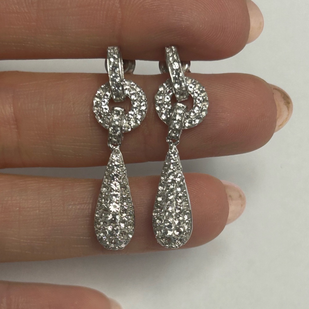 Suzy Levian Sterling White Topaz Teardrop Dangle Earrings NWT